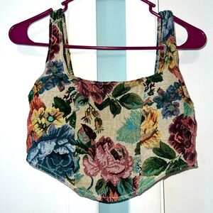 Fashion Nova Tapestry/Floral Corset Crop Top